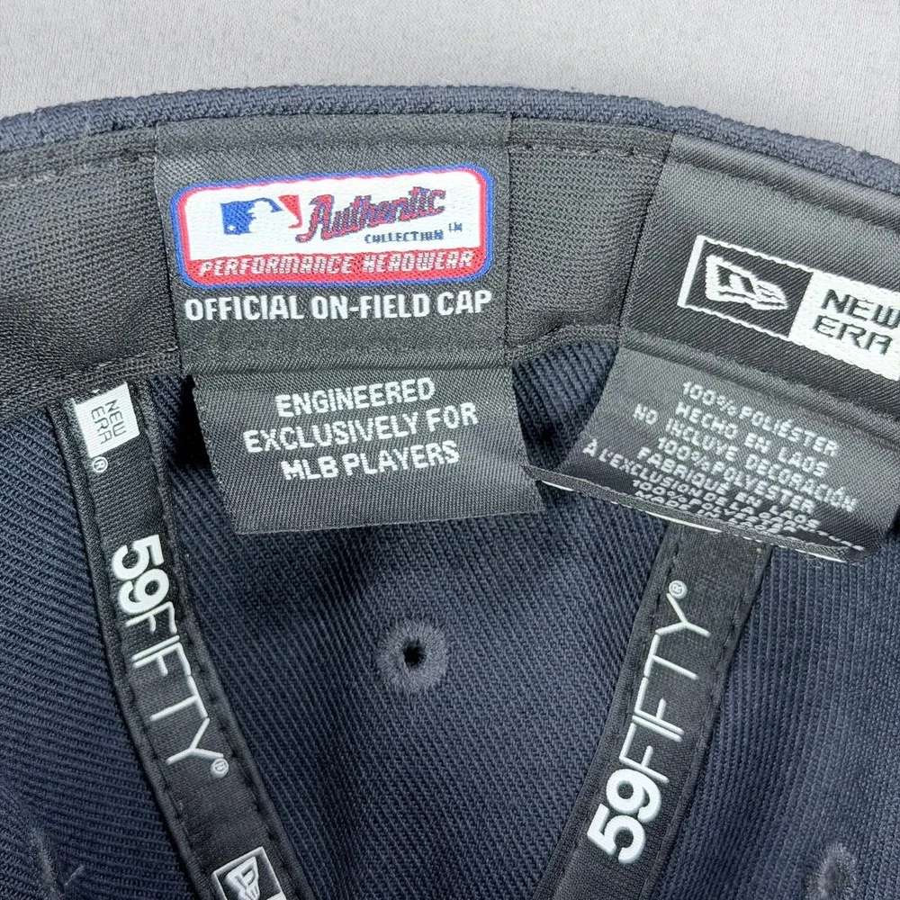 New Era Youth 6 1/2 Navy Red Polyester 59FIFTY Atlanta Braves MLB On-Field Hat
